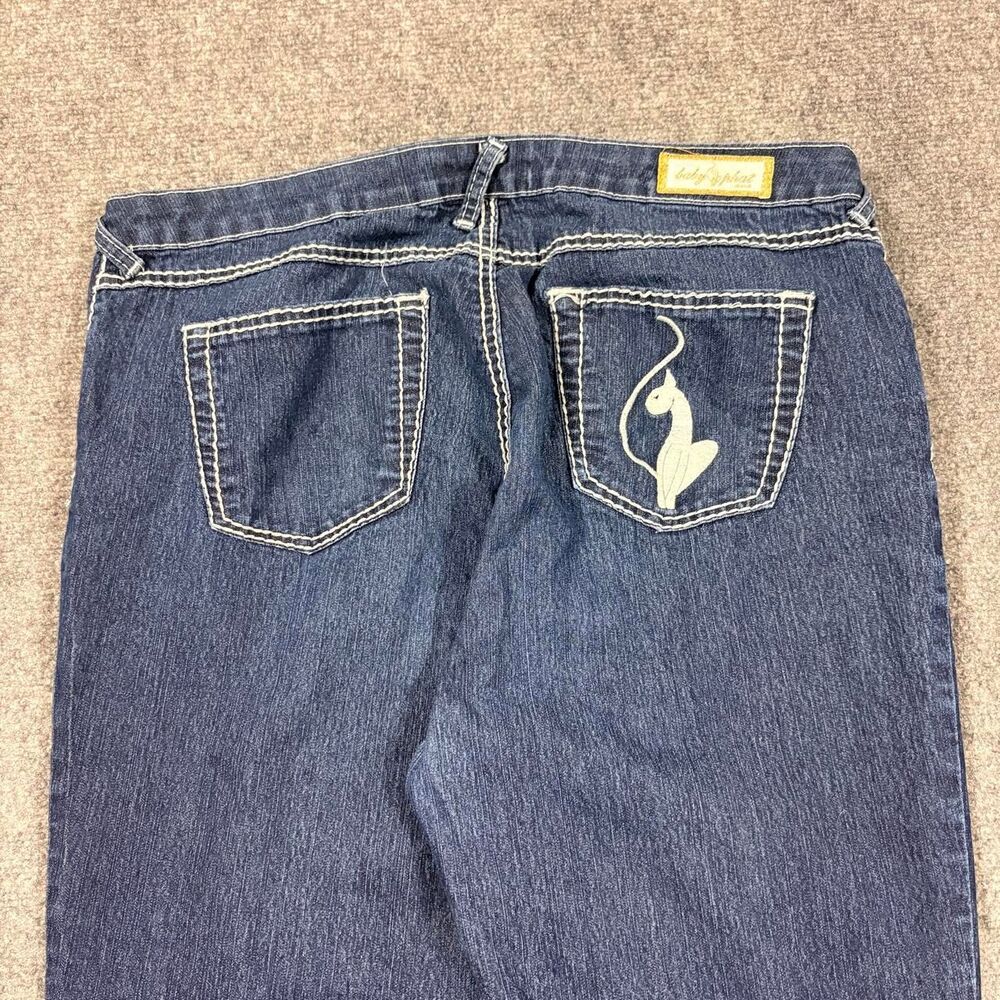 vintage y2k baby phat dark wash straight let embroidered jeans